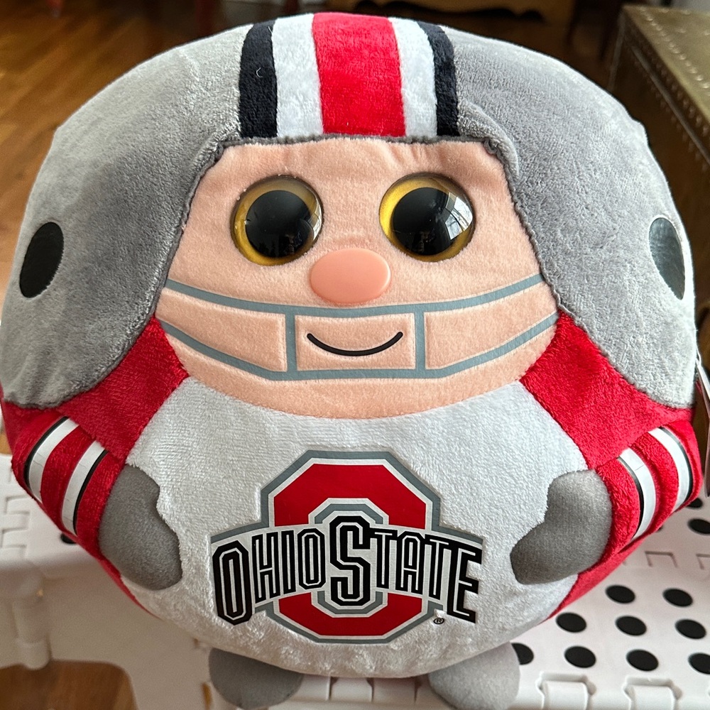 Ohio State Plush Accent Pillow - Red and Gray